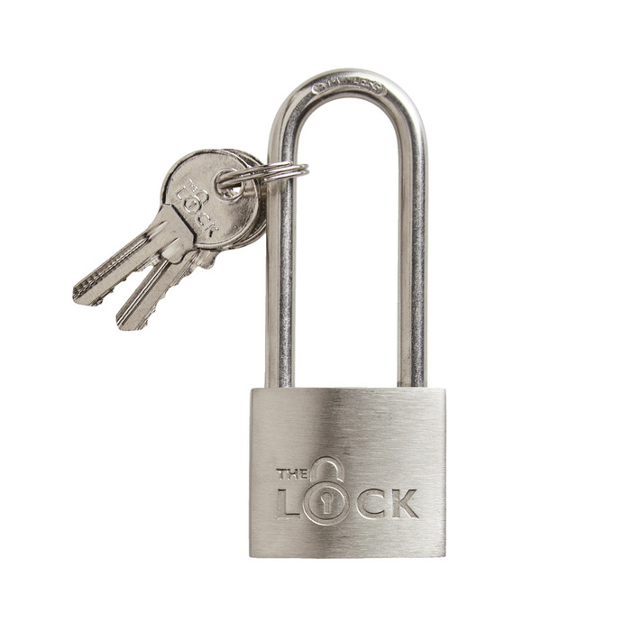 Hængelås m/to nøgler lang model 40 mm rustfrit stål